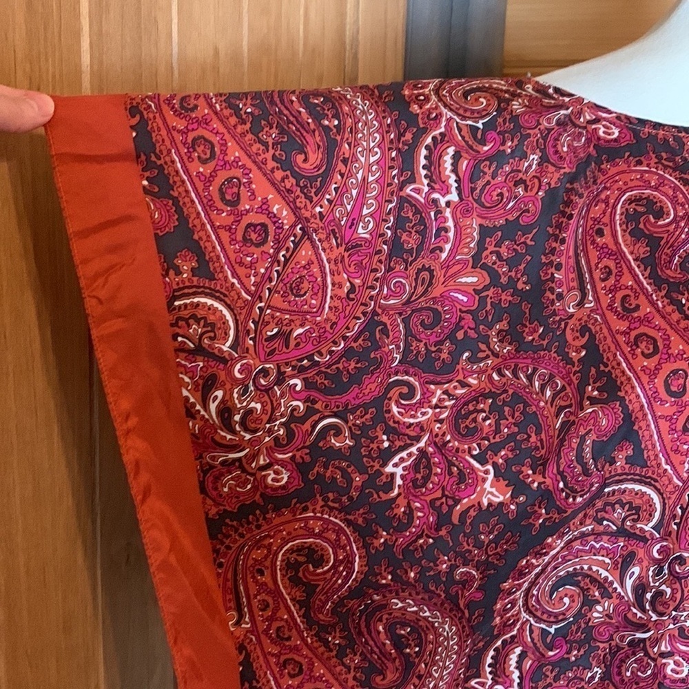 Talbots paisley silk handkerchief / poncho style silk blouse Size Small / Medium - Picture 6 of 11